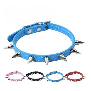 Venta caliente remache decoración collares para perros PU cuero suministros para mascotas Anti mordedura collares para mascotas gato cuello anillos - Product Image 1