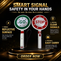 Panneau de signalisation routière LED clignotant rechargeable, portable, en plastique ABS réfléchissant, 19x37cm, sécurité routière, rouge et vert