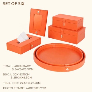 Vassoio portaoggetti in pelle Art Déco per tavolino da salotto, decorazione di lusso per la casa, idea <span class=keywords><strong>regalo</strong></span> - Product Image 5