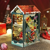 Kit de bricolage pour niche à livres cabane de Noël en gros, kit de maison miniature à monter soi-même, maison de poupée miniature avec éclairage LED décoratif