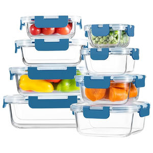 Contenants de stockage en verre pour cuisine et garde-manger, écologiques et compatibles micro-ondes, récipients modernes pour la préparation des repas, couvercles à clipser pour le déjeuner, étanches - Product Image 1