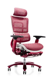 Sedia ergonomica Bifma 5 anni di garanzia sedia di lusso ufficio rosso confortevole mobili per ufficio in rete piena moderna Base in lega di alluminio
