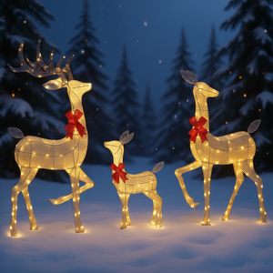 Db <b>Light</b> Up <b>Christmas</b> Deer Family Set 4.5ft 3 Piece Led Warm White Decorations Dc Powered Outdoor Holiday Display - Product Image 2