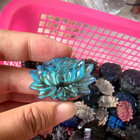 Nouveautés 35mm pierre semi-précieuse artisanat Natur Blue Flash Labradorite sculpture Lotus pour Reiki