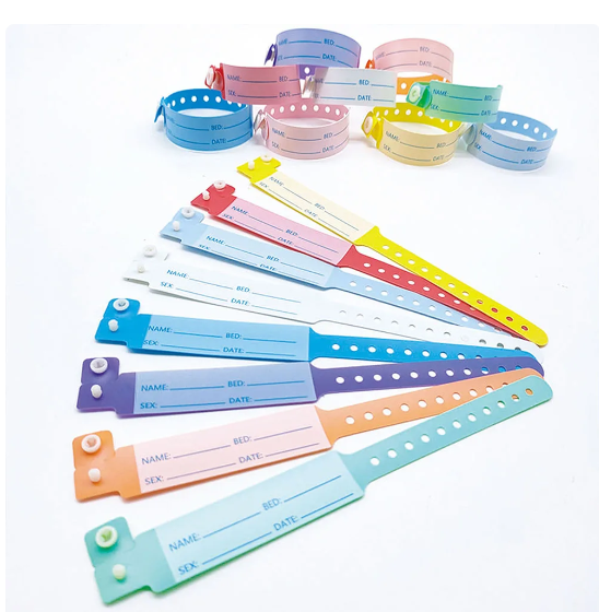 Waterproof PVC Medical Wristbands Soft Plastic Identification Bracelets Writable Patient Tags 13.56MHz NFC Communication