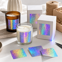 Rouleau d'étiquettes autocollantes holographiques micro-pixels PET en gros pour pots de bougies, idéal pour l'emballage d'électronique grand public