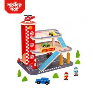TOOKY TOY Marque Jouer Structure de stationnement en bois Jouet Garage en bois - Product Image 1