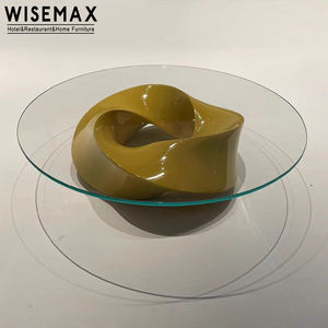 Wisemax โต๊ะกาแฟทรงกลมใหม่2023เฟอร์นิเจอร์ห้องนั่งเล่นกระจกนิรภัยโปร่งใสโต๊ะน้ำชาฐานไฟเบอร์กลาส - Product Image 6