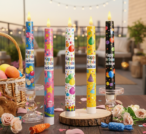 Bougies d'anniversaire personnalisées imprimées colorées pour fêtes, bougies coniques personnalisées avec nom, bougies en cire de soja faites à la main pour mariages et Noël - Product Image 3