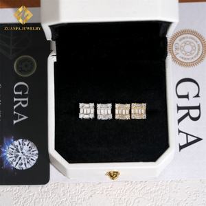 ต่างหูเพชรโมอิสตัดมรกต925เงิน VVS เพชรโมอิสซานไนท์ต่างหูฮิปฮอป - Product Image 3