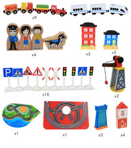 COMMIKI Tren Eléctrico <span class=keywords><strong>Thomas</strong></span> de Madera de Haya para Niños, 88 Piezas, Juguete de Madera para Ensamblar con Doble Vía, Caja de Regalo DIY, Venta al por Mayor - Product Image 6