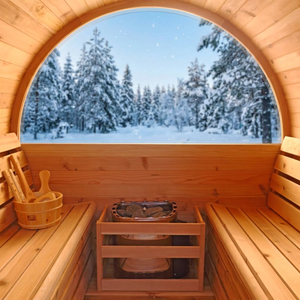 Sauna extérieur panoramique moderne pour villa, sauna en bois massif de cèdre rouge pour 4 à 6 personnes, poêle Harvia, saunas écologiques - Product Image 6
