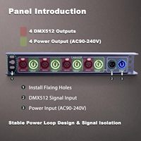 Répartiteur DMX512 1 entrée 4 sorties Pknight CA8402P avec 4 sorties AC PowerCON optiquement isolées, montage mural sur truss, LED en cuivre