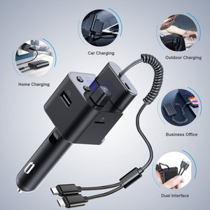 Cargador de coche con Cable Powerbank 5V 3a 2 en 1, adaptador multipuerto con pantalla Digital, encendedor de cigarrillos, cargador de coche hembra - Product Image 2