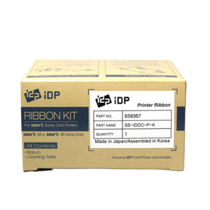 IDP Smart 24mm Monochrome Black PET Ribbon for <b>Card</b> <b>Printer</b> with Cleaning Roller 659367 100% Tested - Product Image 1