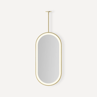 Miroir suspendu éclairé à 3 couleurs avec interrupteur tactile en acier inoxydable, design moderne résistant à l'eau pour la décoration d'hôtel