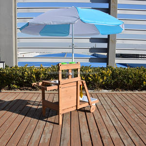 Ensemble de cuisine extérieur en bois massif Garder avec évier, rangement et parasol amovible, cadeau pour tout-petit - Product Image 2