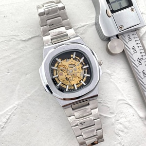 Montre mécanique automatique squelette de luxe, bicolore or rose et acier inoxydable, montre-bracelet pour homme, étanche, montre de sport et d'affaires - Product Image 2