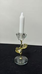 Ensemble de <span class=keywords><strong>3</strong></span> bougeoirs en <span class=keywords><strong>cristal</strong></span> K9 avec branche de Ginkgo dorée, tige en métal anti-ternissement pour centre de table de salle à manger, fête ou événement festif - Product Image 2