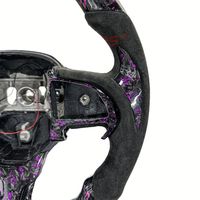 Produit phare : Volant sport à 3 branches en fibre de carbone forgée violette avec LED pour Chrysler 200 300 R/T SRT