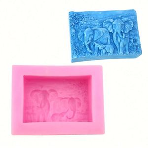 Moule en silicone réutilisable pour bougie, savon ou résine, idéal pour le bricolage et la pâtisserie à domicile. Famille d'éléphants OEM/ODM - Product Image 3