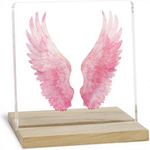 Акриловая табличка «В память о любимом» с дизайном «Крылья ангела», вдохновляющий декор для стола и знаки соболезнования «Я всегда рядом с тобой» - Product Image 1