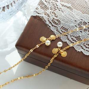 Verano moda Shell colgante playa deslustre libre joyería de acero inoxidable 18K chapado en oro <span class=keywords><strong>tobillera</strong></span> para mujer - Product Image 2