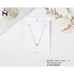 Collana a Cuore con Diamante Bianco in Acciaio Inossidabile per Donna, Gioielli alla Moda - Product Image 3