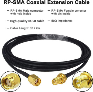 RG58 RP-SMA laki-laki ke RP-SMA perempuan kabel koaksial RF <span class=keywords><strong>TP</strong></span> Link WIFI kabel diperpanjang