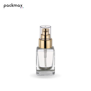 30ml square glass bottle with thick bottom suitable for lotion, serum, and liquid <b>foundation</b>, complete with pump dispenser - Product Image 3