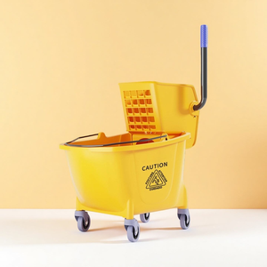 Chariot <span class=keywords><strong>de</strong></span> nettoyage mobile pour hôtels, commerces, avec essoreuse <span class=keywords><strong>à</strong></span> serpillière manuelle, roues silencieuses en plastique épais, pour magasins, restaurants - Product Image 6