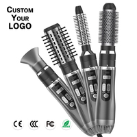 Brosse coiffante 5-en-1 à air chaud, fer à boucler automatique, lisseur, sèche-cheveux, outil de coiffage ionique négatif avec revêtement céramique