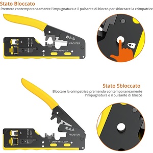 Herramienta de crimpado de paso RJ45 para Cat5, Cat6, Cat7, color amarillo - Product Image 5