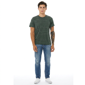 T-shirts 100% coton slub pour hommes, personnalisables avec logo, unis ou imprimés, vert fluo, vente en gros, t-shirts vierges personnalisables avec logo - Product Image 1