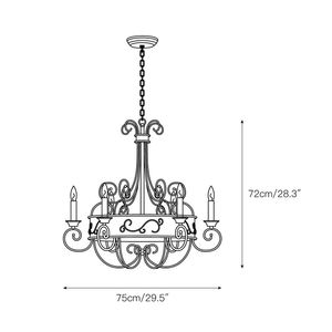 Chandelier chandelier Franklin Rust, luminaire en <span class=keywords><strong>fer</strong></span> forgé toscan, scrollwork en métal vieilli pour décor de foyer de salle à manger - Product Image 3