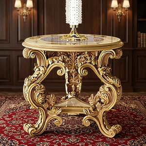 Teakwood Antique Gold Round <b>Table</b> <b>Stool</b> Handcrafted Solid Wood Decorative Accent <b>Stool</b> For Living Room Bedroom - Product Image 2