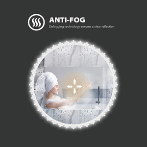 Tùy chỉnh cảm ứng tường hiện đại chống sương mù với đèn khách sạn vòng tròn chiếu sáng không thường xuyên 800 mét <span class=keywords><strong>LED</strong></span> Backlit thắp sáng vòng gương phòng tắm - Product Image 5