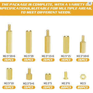 OKYN260305-31 Ensemble d'espacement hexagonal en laiton M2.5 de 280 pièces avec vis et écrous, boîte de commerce extérieur - Product Image 6