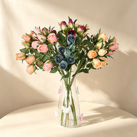 Fleurs artificielles en soie vintage réalistes de haute qualité à 7 têtes, semi-faites à la main, emballage en boîte cartonnée pour la maison, le jardin et l'hôtel
