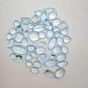 Grado superior 100% Aguamarina natural Oval Facetado Laboratorio Creado Tamaño calibrado suelto Piedras preciosas para la fabricación de joyas Uso a granel - Product Image 3