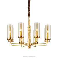 Lustre suspendu moderne en verre ambré et cuivre, style américain haut de gamme, luxueux et grandiose, pour la maison, le salon, le hall d'hôtel