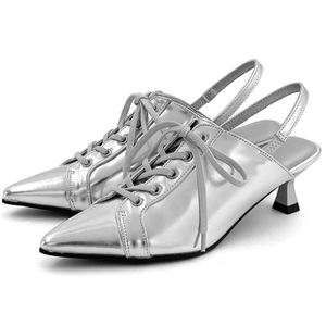 Moda sivri dantel-up bayanlar katır ve yüksek topuklu sandalet - Product Image 1