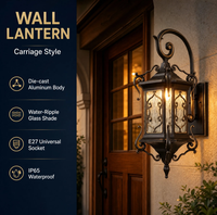 Lámpara de Pared Exterior de Aleación de Aluminio Estilo Europeo, IP65 Impermeable, Lámpara de Pared para Pasillo, Lámpara de Pared Decorativa Vintage para Exteriores