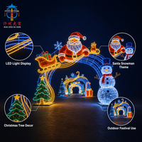 Arco de Linterna Navideña Iluminado Grande con Luces LED de Santa Claus y Muñeco de Nieve para Centros Comerciales y Espacios Públicos