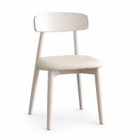 Chaise de salle à manger MULIGNA au design scandinave moderne, en bois massif blanc crème, minimaliste, avec dossier incurvé, pour la maison, l'hôtel, le restaurant