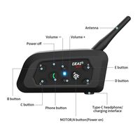 Casque de moto Ejeas V6 PRO 1200M, casque sans fil, interphone pour 6 motards
