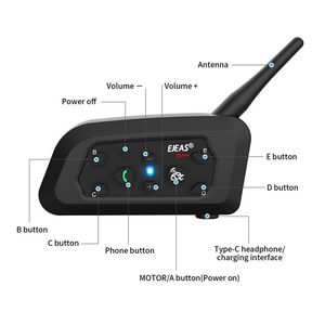 Ejeas <span class=keywords><strong>V6</strong></span> <span class=keywords><strong>PRO</strong></span> 1200M Auriculares Inalámbricos para Casco de Motocicleta, <span class=keywords><strong>Intercomunicador</strong></span> para 6 Motociclistas - Product Image 2