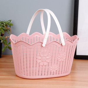 Panier de douche portable en plastique avec poignées, panier de rangement rectangulaire en PP pour l'organisation de la salle de bain - Product Image 2