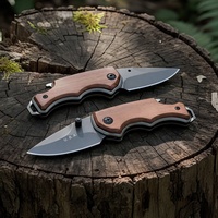 Couteau pliant en titane avec manche en bois de Padauk gravé, petit couteau de survie pour le camping en plein air, EDC, couteau de poche