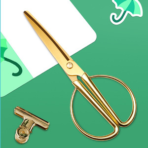 Stainless Steel Gold Plated Office Scissors Straight Head Home Use Paper Cutting DIY Craft Tools - Product Image 3
